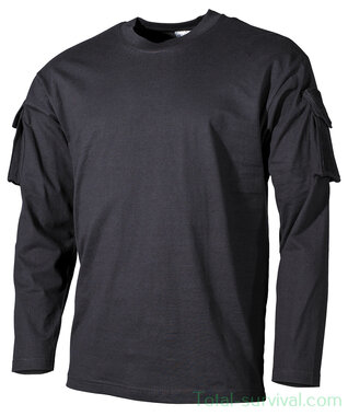 MFH US Longsleeve shirt met mouwzakken, zwart