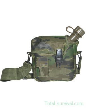 Mil-Tec US Collapsible Water canteen  2QT / 1,9L incl. cover with alice clips, Woodland camo