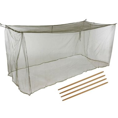 French army mosquito net for camp bed with rods, OD green