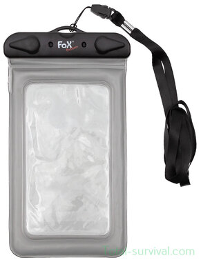 Fox outdoor Waterproof document bag / mobile phone bag, black transparent, lanyard