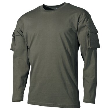MFH US Longsleeve shirt with sleeve pockets, OD green