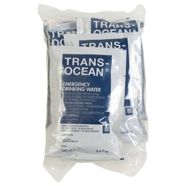 Trans-Ocean eau potable d'urgence, paquet de 5 sachets de 100 ml (500 ml)