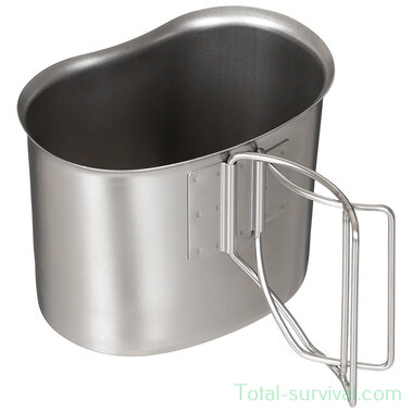 MFH US Canteen Cup, roestvrij staal, opvouwbare handvatten