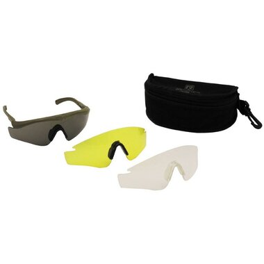 Revision lunettes de sécurité balistiques Sawfly Max-Wrap avec 3 lentilles et étui de protection, coyote tan
