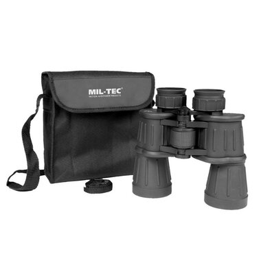 Mil-Tec jachtverrekijker zwart rubber 7x50, incl. hoes