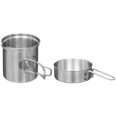 Fox Outdoor Kochset 2-teilig, Topf / Pfanne, Edelstahl