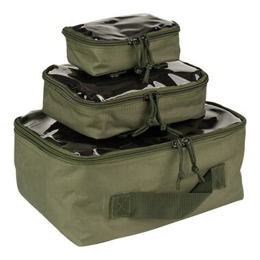 101 Inc Packing Cubes organizers transparent, set of 3, OD green