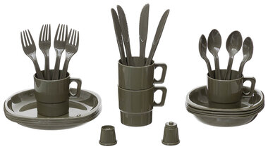 Outdoor Plastic Mess Kit, 26-part, OD green