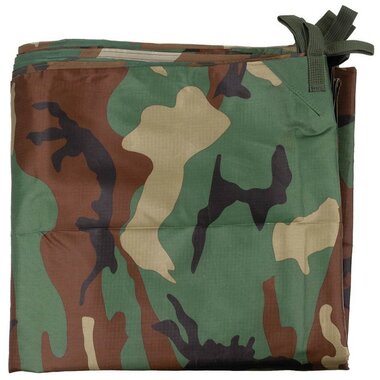 MFH Mehrzweckplane, 210D Oxford Polyester Ripstop, Woodland camo, Befestigungsschlaufen, 300 x 300 cm