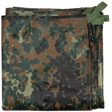 MFH Mehrzweckplane, 210D Oxford Polyester Ripstop, Flecktarn, Befestigungsschlaufen, 300 x 300 cm
