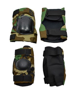 US army set of knee pads + elbow protectors, woodland camo