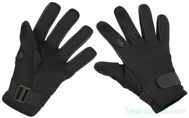 MFH Tactical Neoprene Gloves, Mesh, black