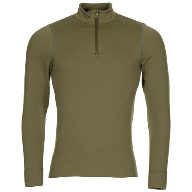 Thermolite thermische longsleeve onderhemd met col en rits, Base layer, olijfgroen