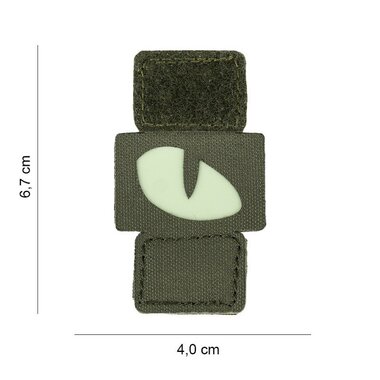 101 Inc Laser Cut Embleem stof Cat Eye legergroen, 24 x 40 mm, GID Fluorescerend reflecterend
