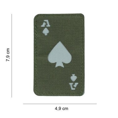 101 Inc Lasergeschnittener Emblemstoff, ACE, oliv grün, 79 x 49 mm