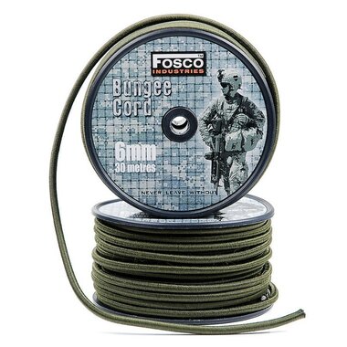 Fosco bungee cord 6mm legergroen, 30 meter op rol