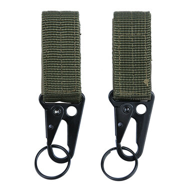 101 Inc Snap hook Molle Karabinerhaken mit Schlüsselring, 2er-Pack JFO03, oliv grün