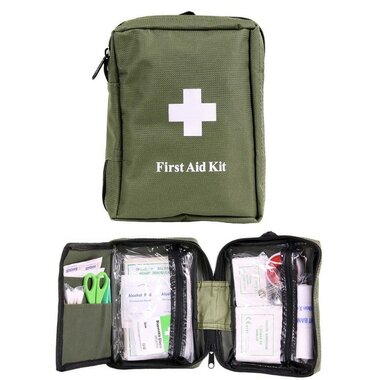 Mil-tec First Aid medic bag Molle 48-piece assortment, OD Green