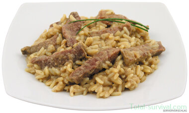 MFH Rindergeschnetzeltes mit Reis in Vollkonserve, 400 g, Notnahrung