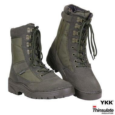 Fostex Sniper Boots hautes avec fermeture éclair YKK, Cordura, doublure Thinsulate 3M, vert olive