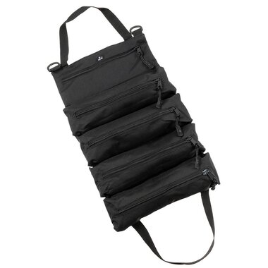 Sac utilitaire MFH Bushcraft enroulable, 5 compartiments, noir