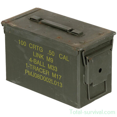 Boîte de munitions vert olive, M2A1, Cal.50/5.56, 30x18x15cm