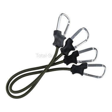 Fosco corde élastique 60 cm avec mousquetons, 2 pièces, vert olive