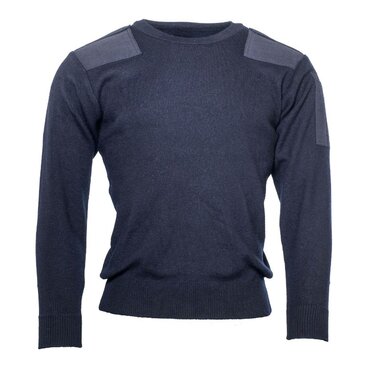 Pull commando de la marine belge en Laine/Acrylique avec col rond, bleu foncé