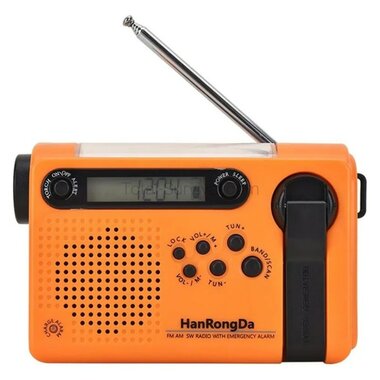 Hanrongda HRD-900 multiband wereldradio / noodradio AM/FM/SW, opwindbaar, oranje