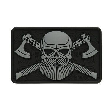 M-Tac velcro patch Bearded skull, 80x50 mm, grijs / zwart