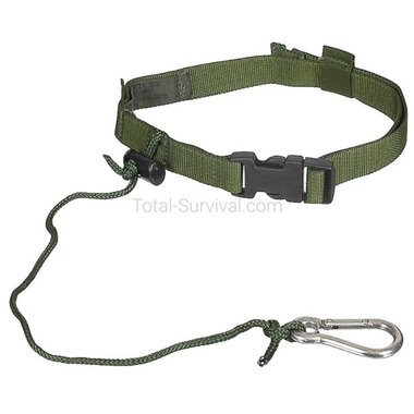 Sicherheitsgurt / Fangriemen der britischen Armee aus Nylon mit Karabiner IRR, verstellbar, olivgrün