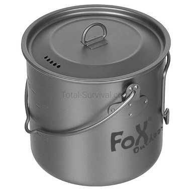 Fox Outdoor kompakter Titantopf (1,1 l) mit Deckel und Klappgriffen
