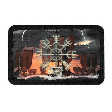 M-Tac velcro patch Vegvisir / Drakkar, 80x50 mm, Zwart/GID