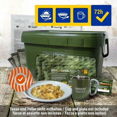 Convar Field Kitchen, Emergency Food 72-hour food bucket with drinking water