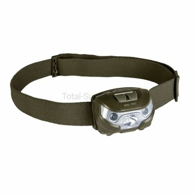 Mil-Tec CREE-XPE LED hoofdlamp 2-kleuren, 3x AAA, legergroen
