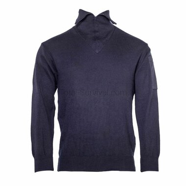 Nederlandse brandweer schipperstrui Wol met col, donkerblauw